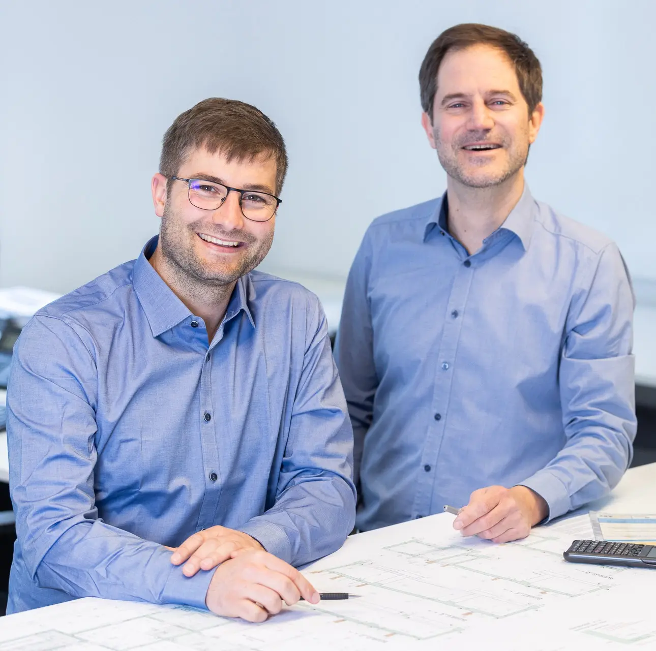 Gregor Hagedorn und Ulli Müller von c.hagedorn ingenieure bei der gemeinsamen Planungsarbeit